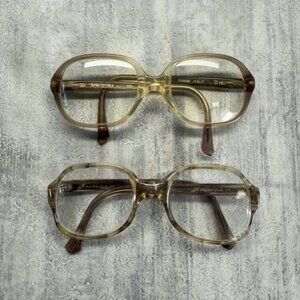 Steroflex Fairfield Design Eyeglasses Frames Only TAN Brown Crystal Full Rim